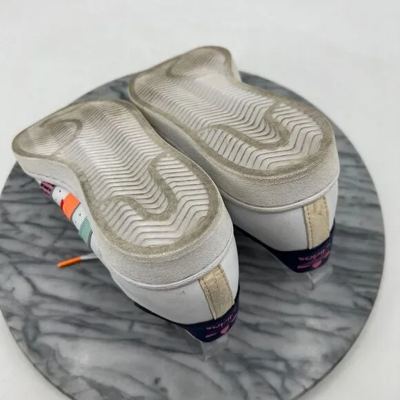 Adidas Mens 7.5 Superstar Shoe White Leather Multi Jagged Shell Toe Sneaker - Picture 8 of 13